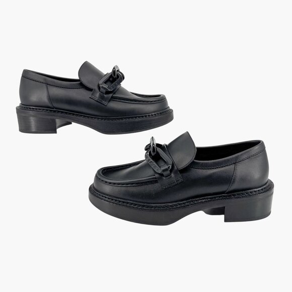 Louis Vuitton Academy Loafers Black LV Chain Platform Size 37.5 US 7.5 Women's - Picture 8 of 15